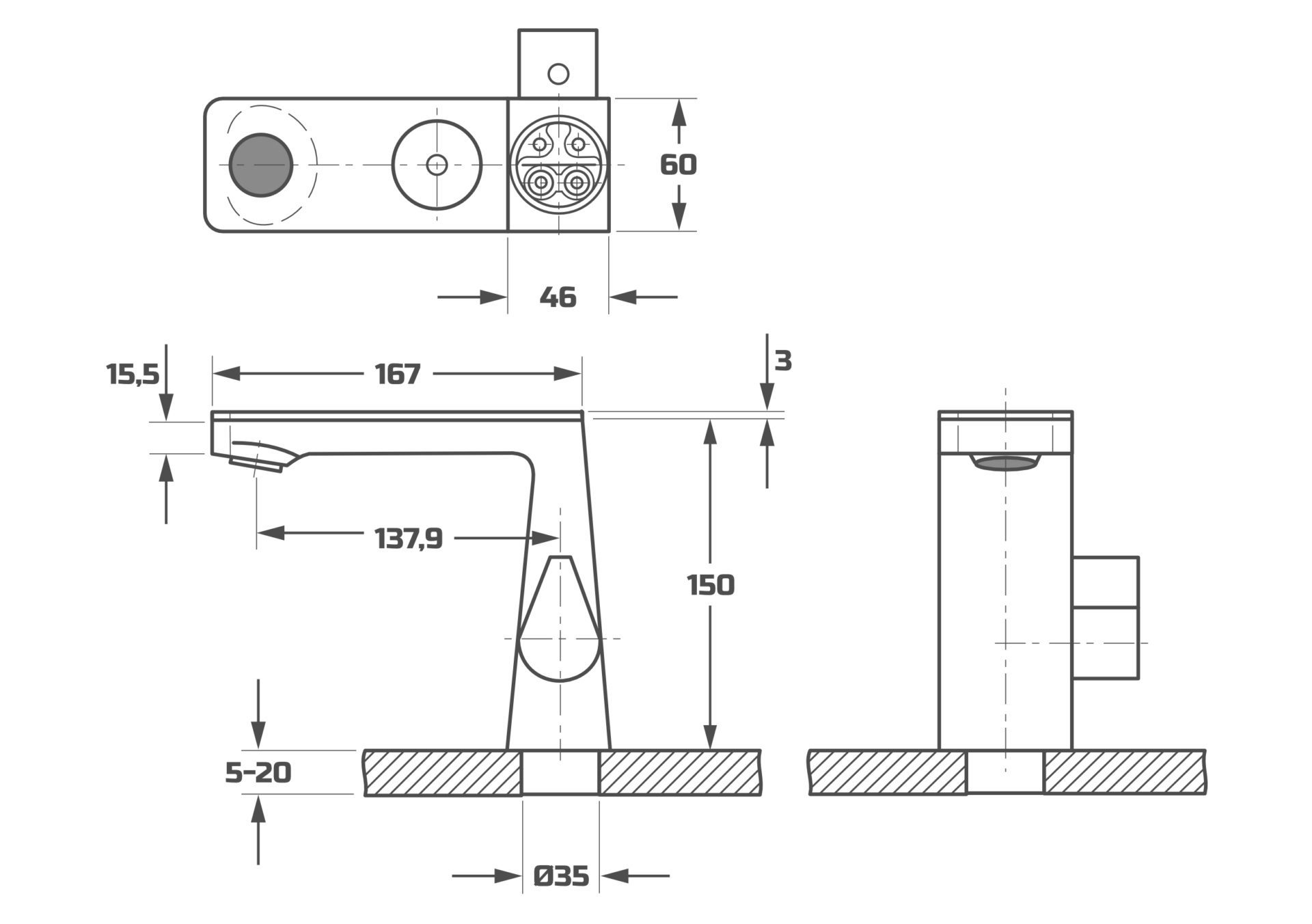 Схема товара Смеситель для раковины PL10102