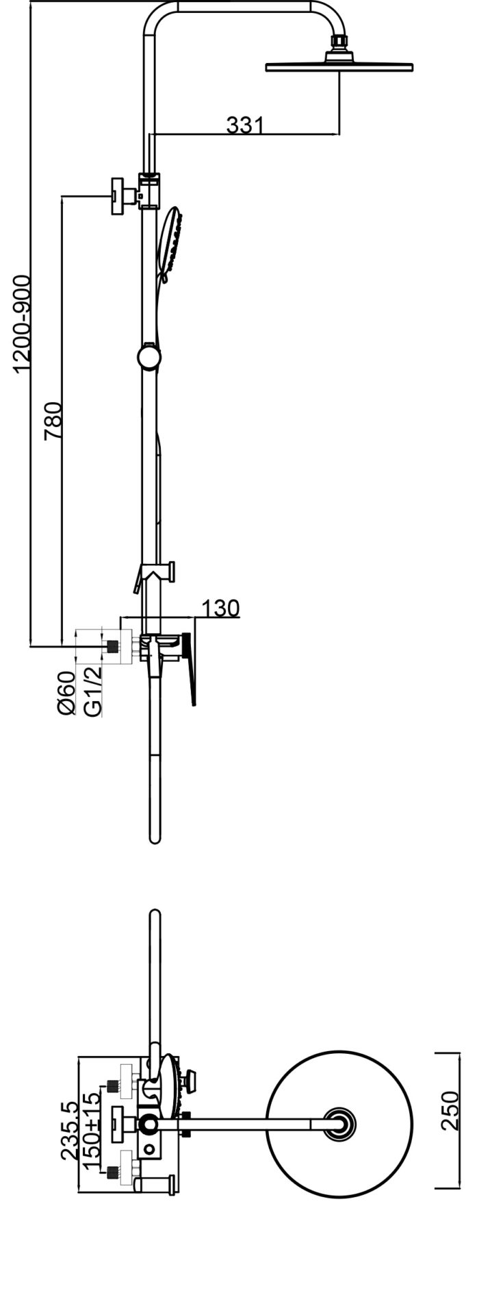 Схема товара Душевая система PL2495