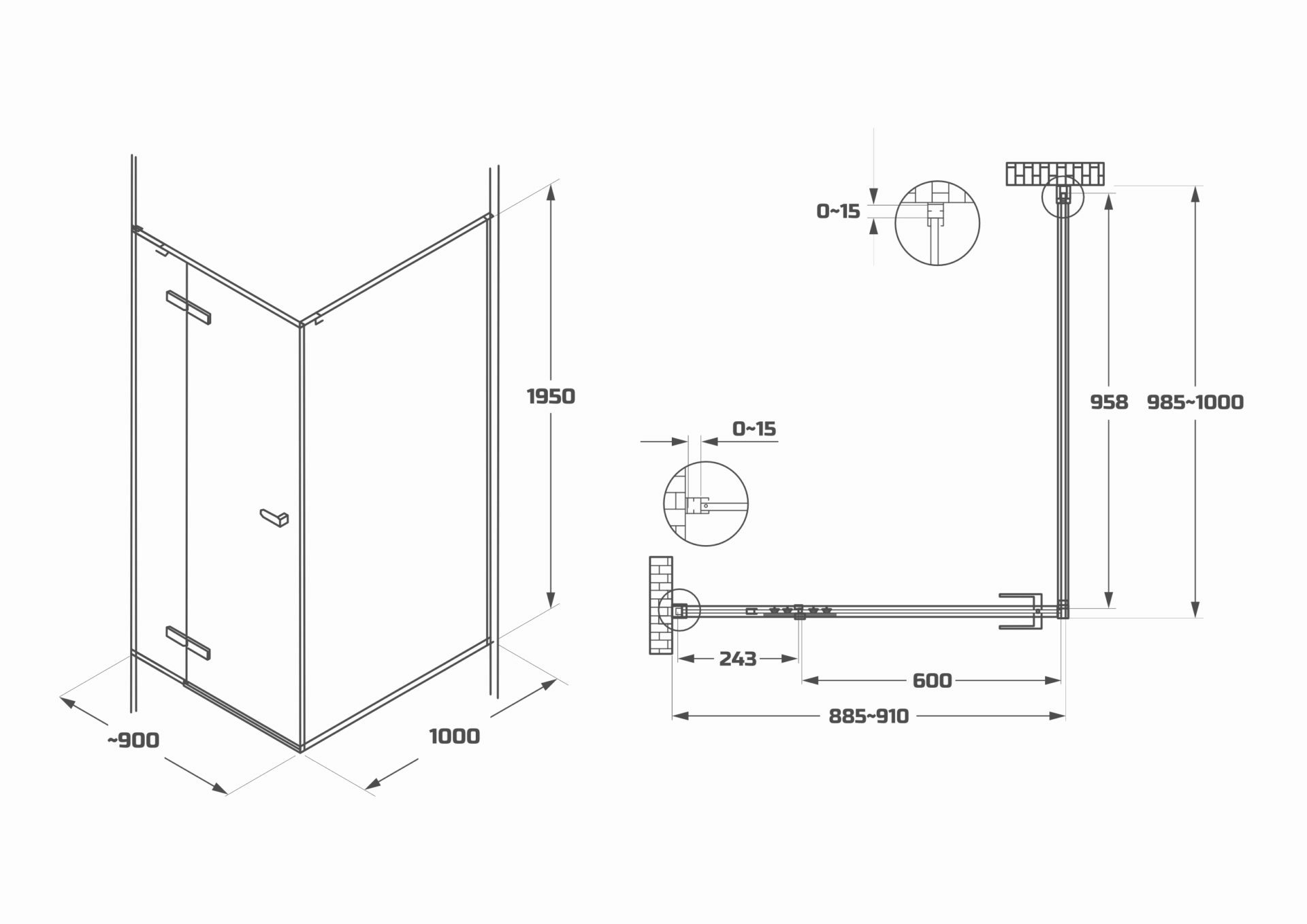 Схема товара Душевой уголок PL-SE101ACL Corner (100*100)