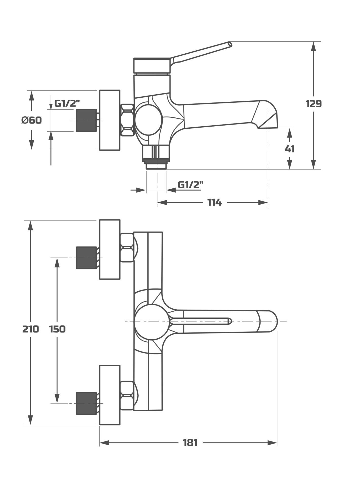 Схема товара Смеситель для ванны PL3294