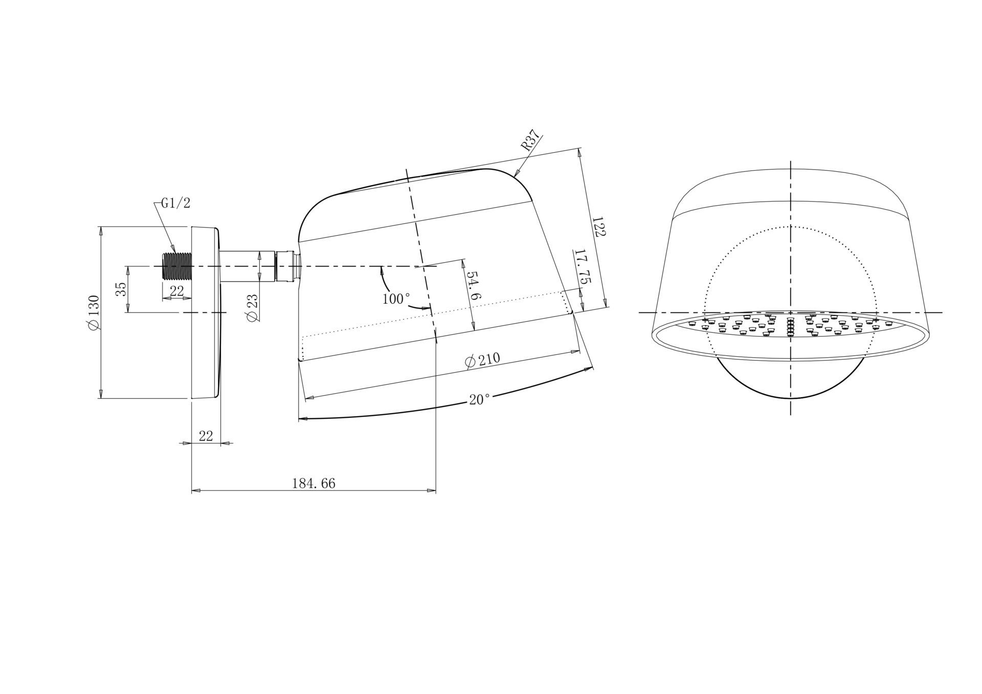 Схема товара Верхний душ PL159