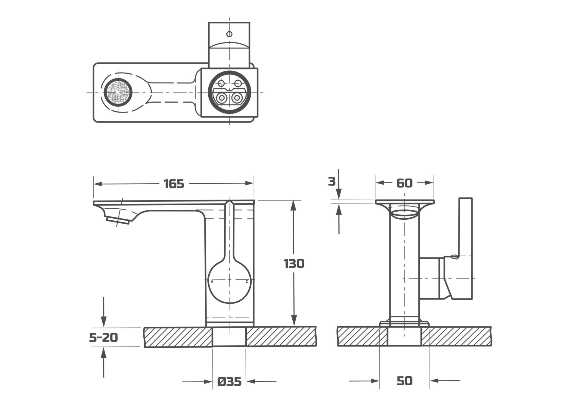 Схема товара Смеситель для раковины PL10106